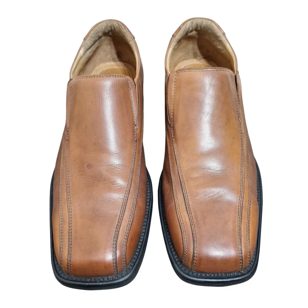 Steve Madden P-Rumba Mens Tan Brown Leather Bicycle Square Toe Loafers Size 10.5